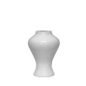 Бяла извита керамична ваза - 19X26.3CM 1/6KIB