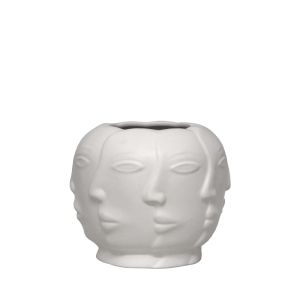 Бяла керамична ваза с лица - 19.5X17CM 1/12BOX