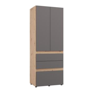 Гардероб Arderin 2K3F H207 артисан дъб - графитно сиво 79X52X208СМ