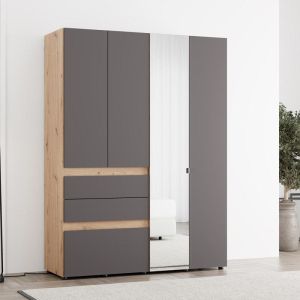 Гардероб Arderin 4K3F1O H207 артисан дъб-графитно сиво 155X52X208СМ