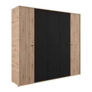Гардероб Avignon 5K H211 артисан дъб - черен цвят 228X55X211СМ