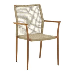 Solana garden chair, stackable - teak wood - aluminum in brown - Pe rope in natural shade 56X57X95CM