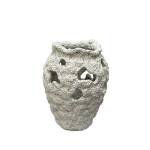 Декоративна ваза крем полиестер, релефен корал - Φ20X26CM 12/KIB