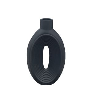 Декоративна керамична ваза черна - овални стъпала с отвор - 18X6.5X30.5CM 30/KIB