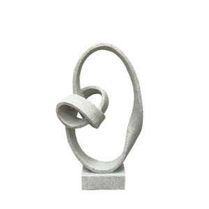 Decorative polyresin cream statuette modern-abstract, stone texture - 20X6.5X33CM 24/KIB