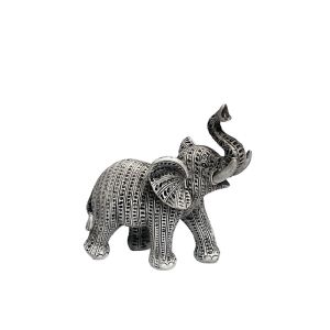 Decorative polyresin black and white elephant statuette - relief motif - 13X5X14CM 48/KIB