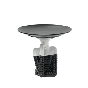Decorative polyresin statuette black/white girl with hat tray - Φ17X17CM 24/KIB