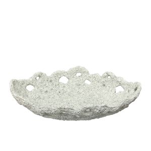 Decorative plate cream polyester, embossed coral - 30X19X6CM 24/KIB