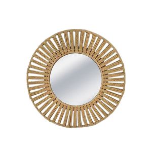 Decorative mirror with rope round beige with radial design - Φ43X3CM 15CUB