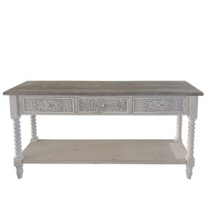 Дървена декоративна конзола с чекмеджета, състарен стил - 160X40X78CM 1/BOX