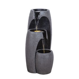 Interior decorative fountain anthracite with light large containers 3 levels - 35X36X70.5CM 1/BOX