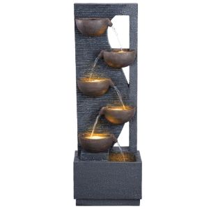 Interior decorative fountain anthracite with wall light, 5 cups - 42X27X125CM 1/CUP