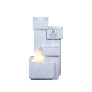 Interior decorative fountain light gray with light rectangular courts 4 levels - 19X16X35CM 1/BOX