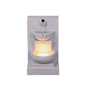 Interior decorative fountain gray stone with light Cycladic style 2 levels - 20X16.5X35CM 1/BOX