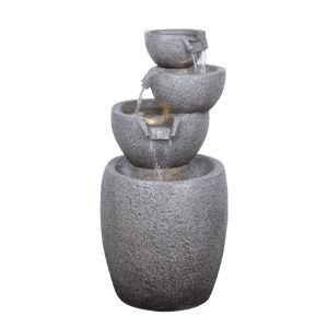Interior decorative fountain gray panel with light and 4 cups - 40X41X81CM 1/BOX