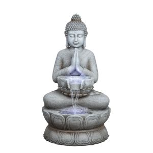 Indoor decorative fountain gray panel with light and Buddha - 47X41X83CM 1/BOX