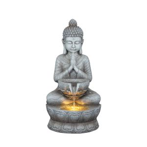 Indoor decorative fountain gray with light and Buddha - 28X26X55CM 1/BOX