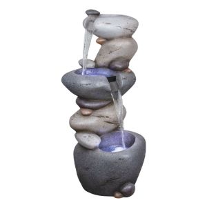 Interior decorative fountain gray with light and decorative stones 3 levels - 47X35X100CM 1/BOX