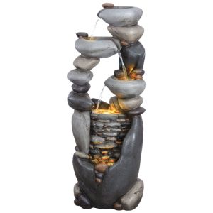 Interior decorative fountain gray with light and stones 4 levels - 52X34X130CM 1/BOX