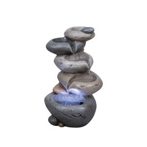Indoor decorative fountain gray with light and stones, 5 levels - 21X17X35CM 1/BOX