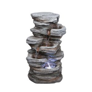 Indoor decorative fountain gray with rock light 4 levels - 33X24X56CM 1/BOX