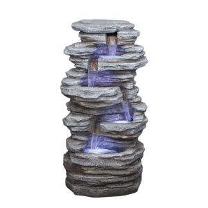 Indoor decorative fountain gray with rock light 4 levels - 41X29X81.5CM 1/BOX