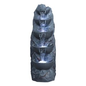 Interior decorative fountain dark gray-anthracite with rock-type light 5 levels - 35X40X100CM 1/BOX