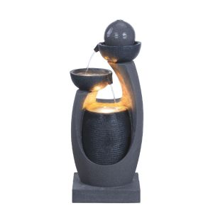 Interior decorative fountain black/anthracite with light and 3 spheres - 33X27X80CM 1/BOX