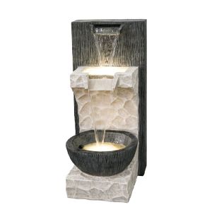 Interior decorative fountain black-ecru with wall light, bowl and 2 levels - 36X40X82CM 1/BOX