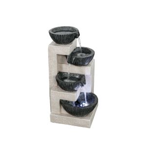 Interior decorative fountain black-ecru with light, 4 boxes/levels - 21.5X20X35CM 1/BOX