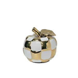 Ceramic decorative apple gold/white with chess motif - Φ13X13CM 4/48KIB