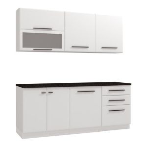Kitchen furniture set Amelia 200 white-white glossy color 200X56X200CM