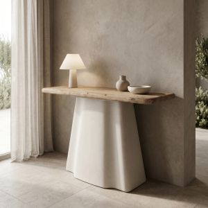 Конзолна маса Loberta от ела - Mdf в естествен екрю цвят 120X38X81СМ