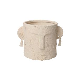 Cream cement flower pot face with earrings - 19X14CM 1/8KIB