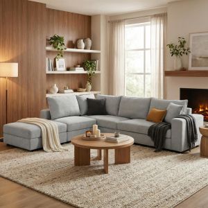 Мултимодален диван Navaro сив плат 281X256X85СМ