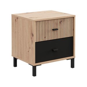 Нощно шкафче Avignon NO2F Artisan дъб - черен цвят 48X40X52СМ