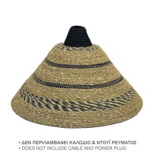 Плетен полилей сламена шапка бежово/черно конусовидни линии - Φ5/60X28CM 5/BOX