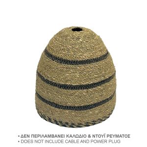 Плетен полилей сламена шапка бежово/черно овални линии - Φ5/32X32CM 5/BOX