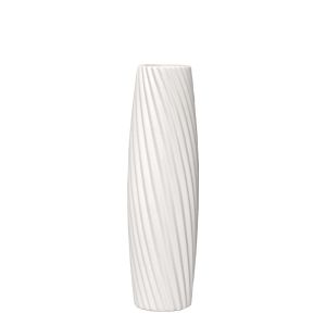 Подова ваза бяла керамика с диагонални линии - 13.5X46CM 1/9KIB