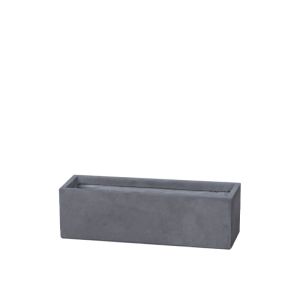 Gray small pot/planter made of fiberclay, rectangular - 60X19X19CM