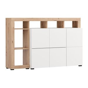 Скрин-бокс Argyll 154 3K2F1V Op бял с цвят на дъб Artisan 155X40X100СМ