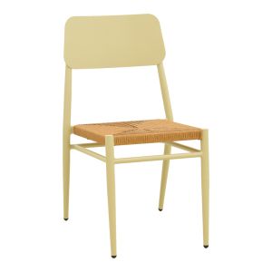 Giardino chair, stackable, aluminum in beige - Pe rattan in natural shade 45X56X82CM