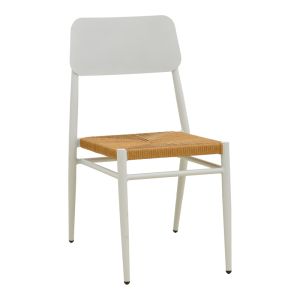 Giardino chair, stackable, aluminum in white - Pe rattan in natural shade 45X56X82CM