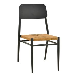Giardino chair, stackable, aluminum in black - Pe rattan in natural shade 45X56X82CM