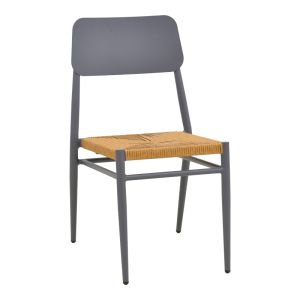 Giardino chair, stackable aluminum in anthracite -pe rattan in natural shade 45X56X82CM