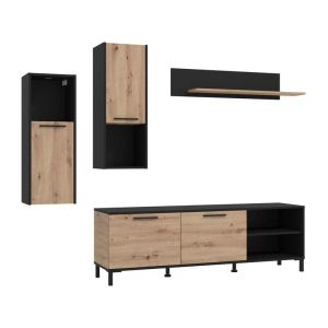Тв шкаф - композиция Adria Artisan дъб - черен 260X40X180СМ