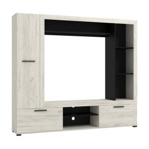 Тв шкаф - композиция Lorca бял дъб / черен 195X35X171СМ
