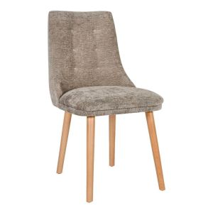 Sandra New Lux dining chair, brown fabric with golden sand legs, 45X50X85CM