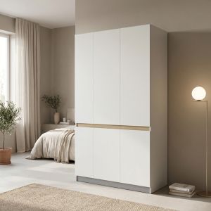 Трикрилен гардероб Merzia Sonoma-white 120X46.5X183CM