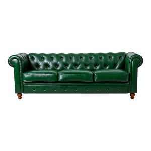 Триместен диван Chesterfield Pu кипарис 203X84X67СМ